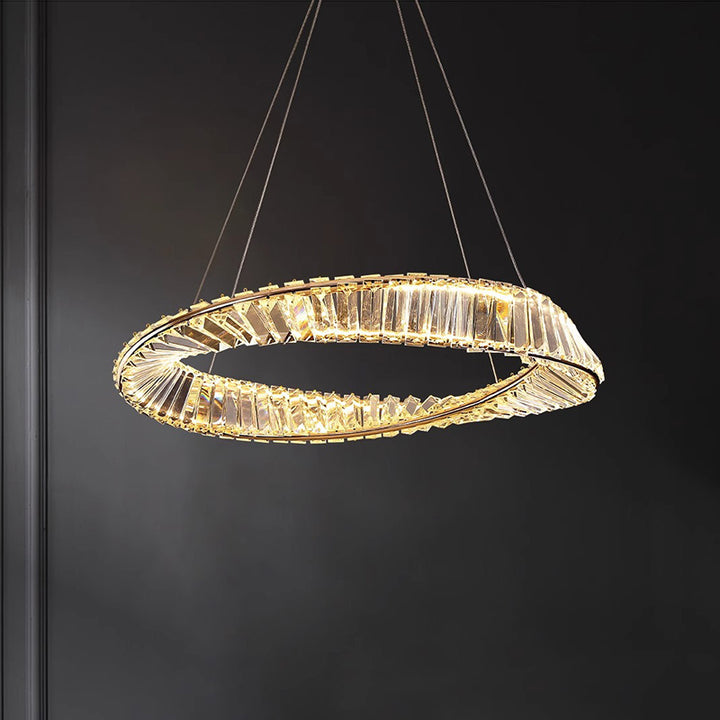 Contemporary Luxury Round Stainless Steel Crystal LED Chandelier For Living Room