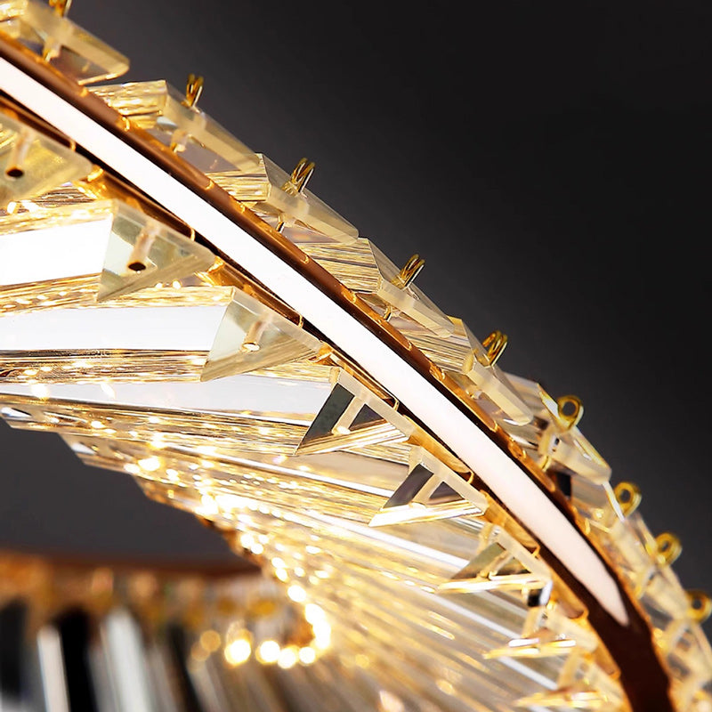 Contemporary Luxury Round Stainless Steel Crystal LED Chandelier For Living Room