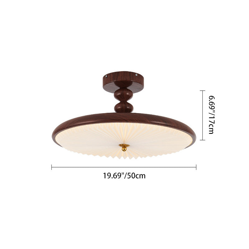 Traditionelle Vintage Runde Eisen Kunststoff LED Semi-Flush Mount Deckenleuchte für Wohnzimmer 