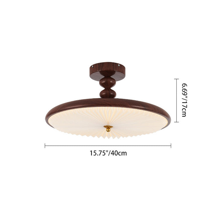 Traditional Vintage Round Iron Plastic LED Semi-Flush Mount Ceiling Light For Living Room