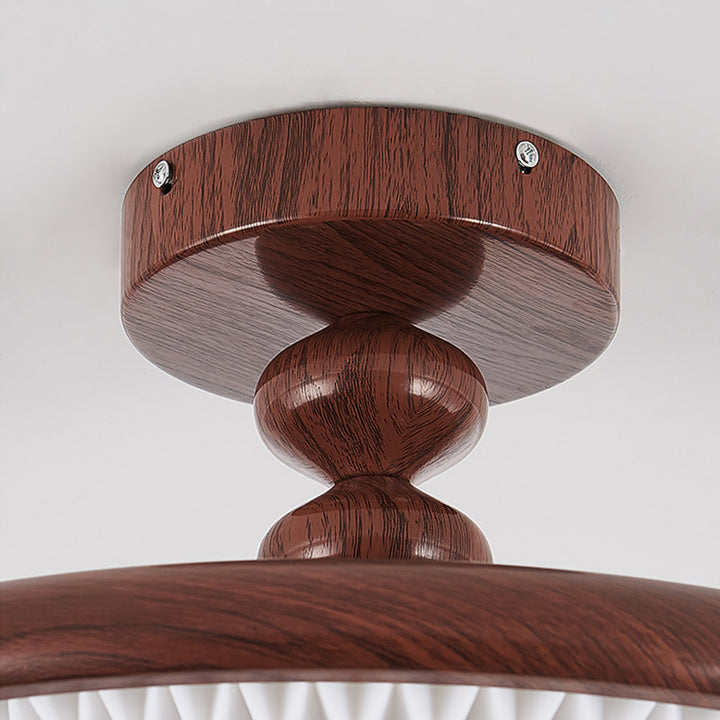 Traditionelle Vintage Runde Eisen Kunststoff LED Semi-Flush Mount Deckenleuchte für Wohnzimmer 