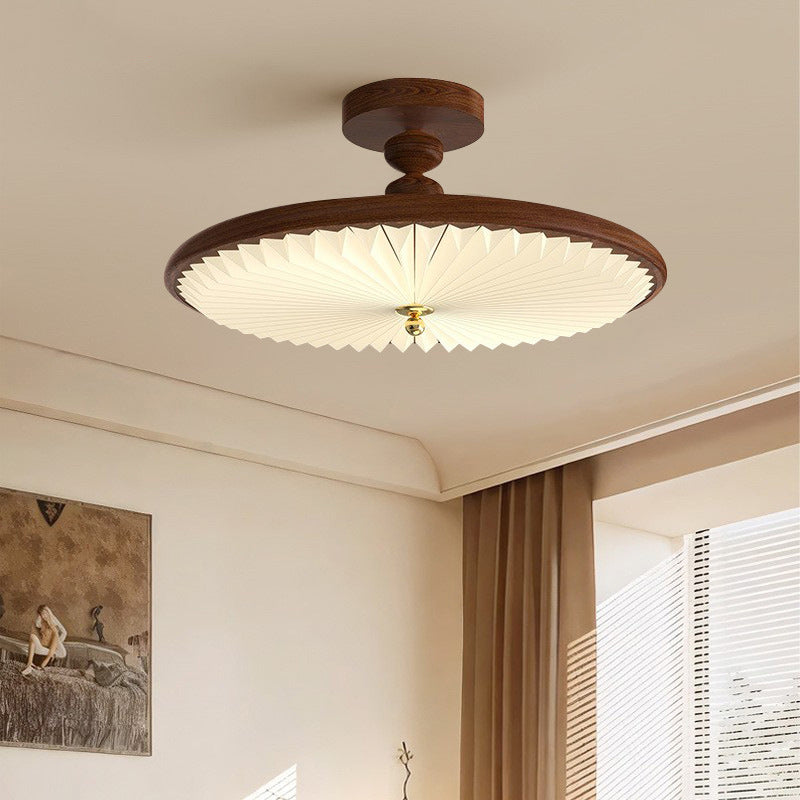 Traditionelle Vintage Runde Eisen Kunststoff LED Semi-Flush Mount Deckenleuchte für Wohnzimmer 