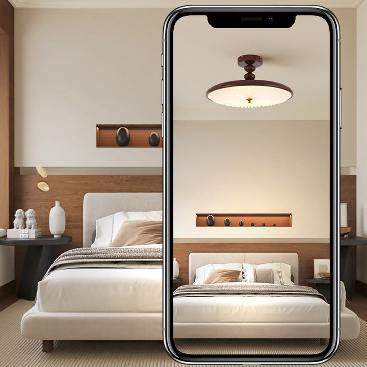 Traditionelle Vintage Runde Eisen Kunststoff LED Semi-Flush Mount Deckenleuchte für Wohnzimmer 