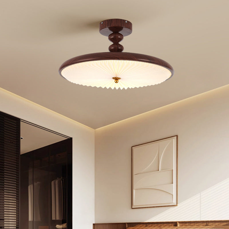 Traditionelle Vintage Runde Eisen Kunststoff LED Semi-Flush Mount Deckenleuchte für Wohnzimmer 