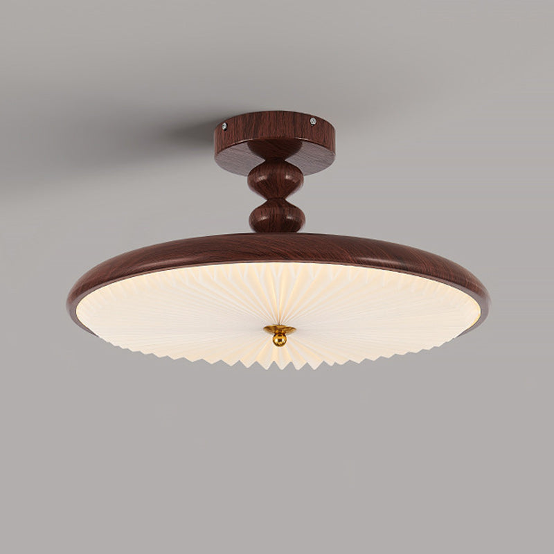 Traditionelle Vintage Runde Eisen Kunststoff LED Semi-Flush Mount Deckenleuchte für Wohnzimmer 