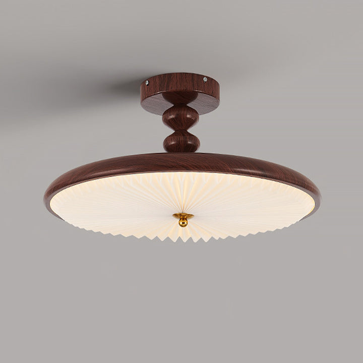 Traditionelle Vintage Runde Eisen Kunststoff LED Semi-Flush Mount Deckenleuchte für Wohnzimmer 