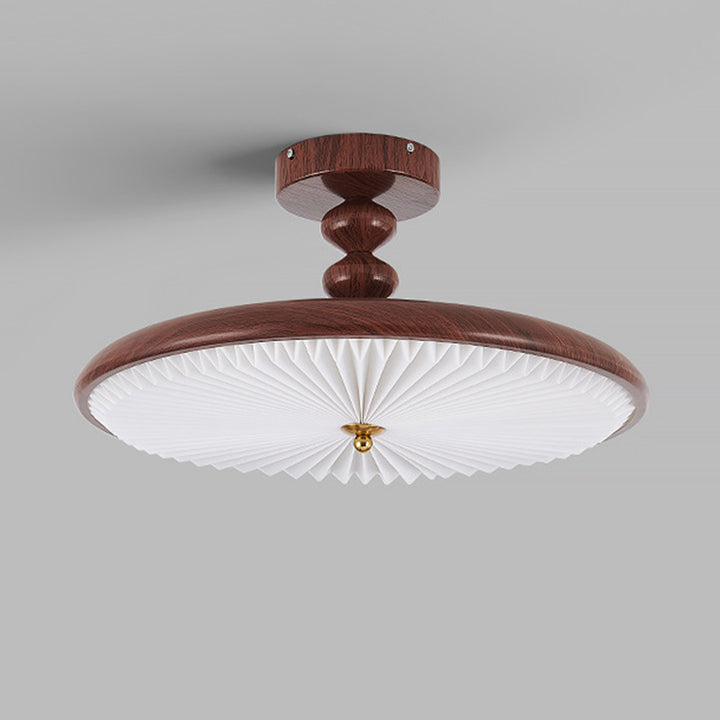 Traditionelle Vintage Runde Eisen Kunststoff LED Semi-Flush Mount Deckenleuchte für Wohnzimmer 