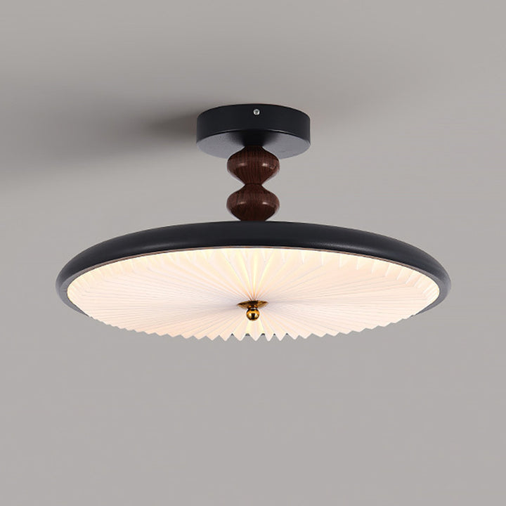 Traditionelle Vintage Runde Eisen Kunststoff LED Semi-Flush Mount Deckenleuchte für Wohnzimmer 