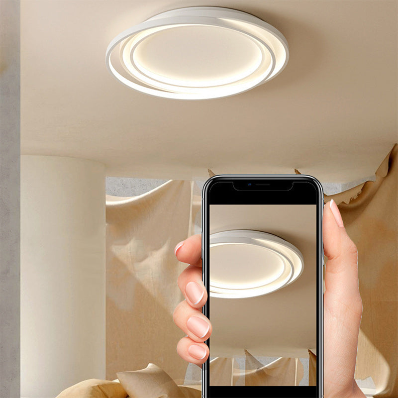 Modern Minimalist Round Iron Plastic LED Flush Mount Ceiling Light For Living Room
