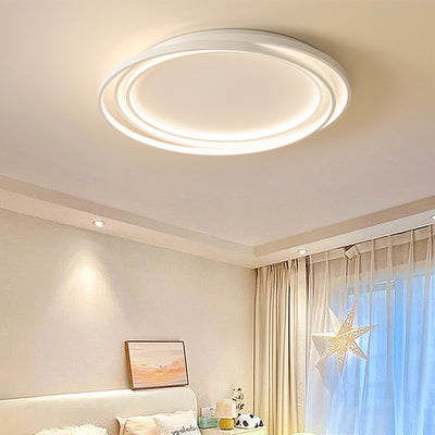 Modern Minimalist Round Iron Plastic LED Flush Mount Ceiling Light For Living Room