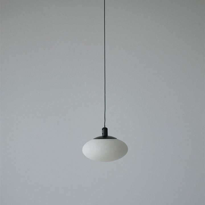 Contemporain Nordique Ovale Fer Pierre Suspension 1 Lumière Pour Salon 