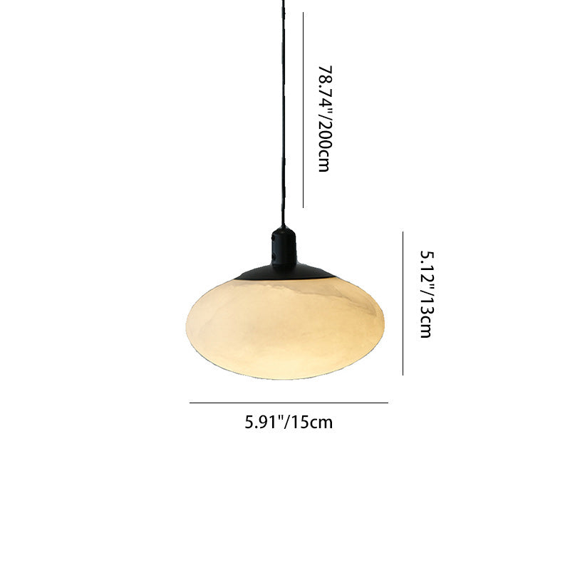 Contemporain Nordique Ovale Fer Pierre Suspension 1 Lumière Pour Salon 