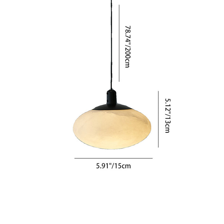 Contemporain Nordique Ovale Fer Pierre Suspension 1 Lumière Pour Salon 