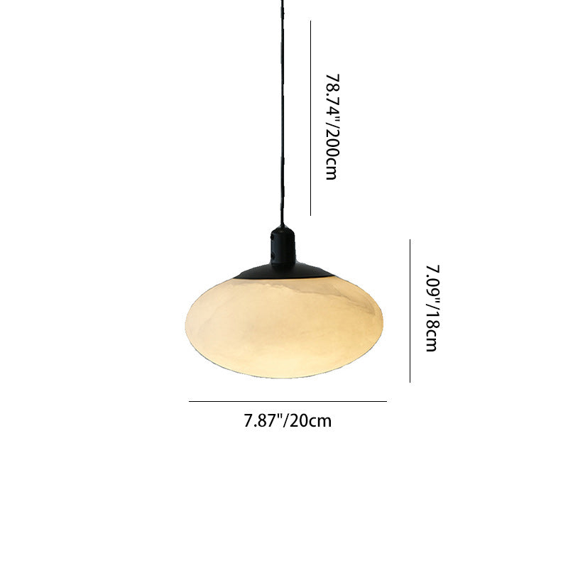 Contemporain Nordique Ovale Fer Pierre Suspension 1 Lumière Pour Salon 