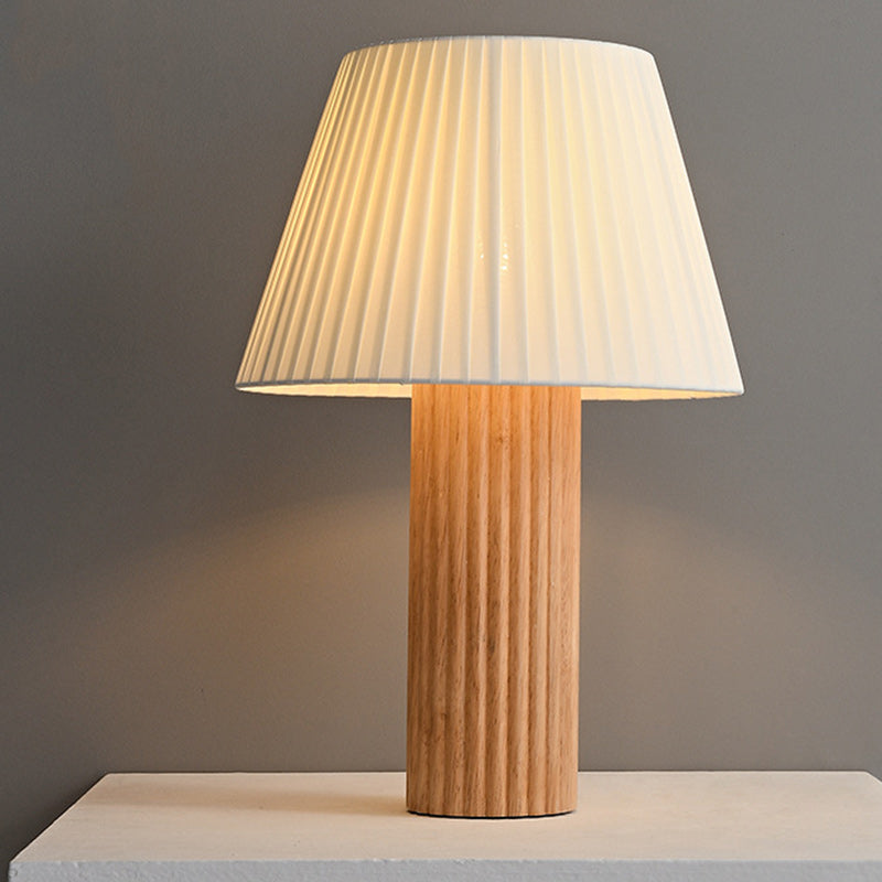 Lampe de table 1 lumière en bois et tissu avec tambour japonais traditionnel pour salon 