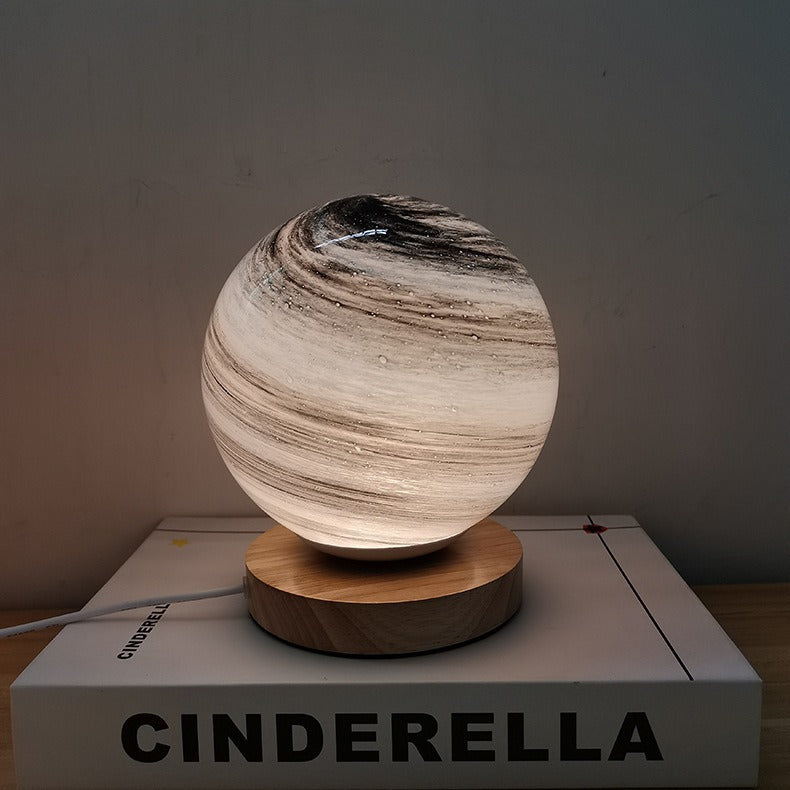 Lampe de table LED en bois et verre créative contemporaine pour salon 