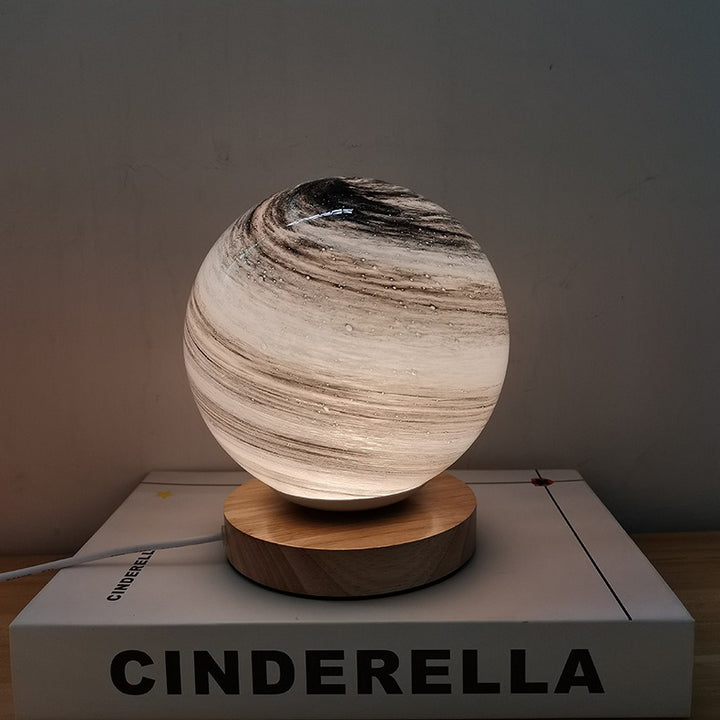 Lampe de table LED en bois et verre créative contemporaine pour salon 