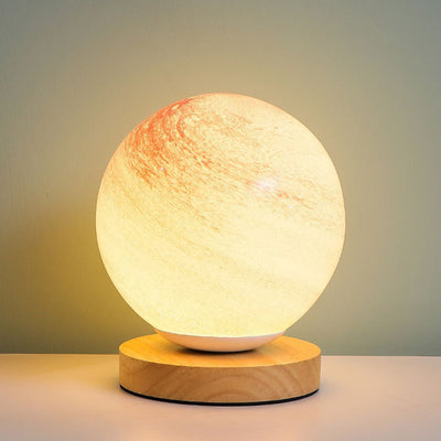 Lámpara de mesa LED de madera y vidrio contemporánea y creativa para sala de estar 