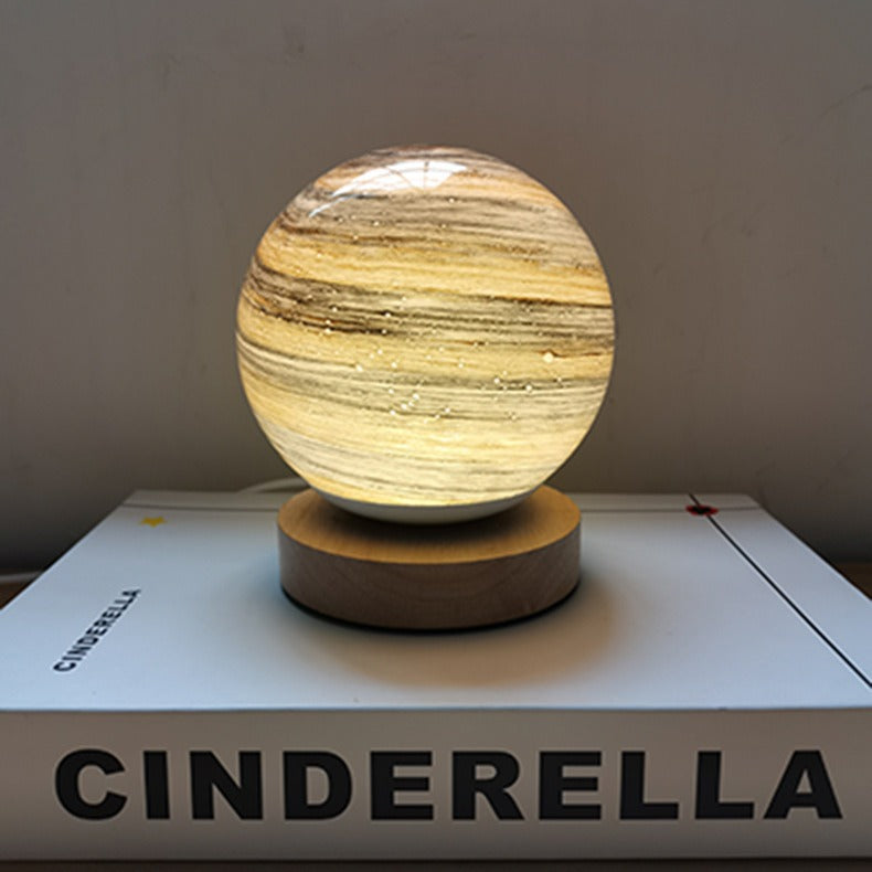 Lámpara de mesa LED de madera y vidrio contemporánea y creativa para sala de estar 