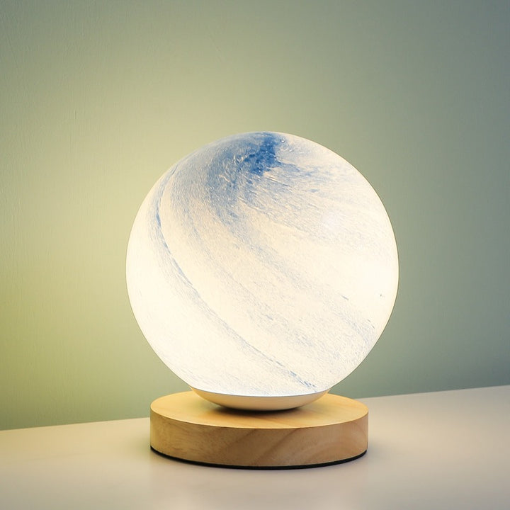 Lampe de table LED en bois et verre créative contemporaine pour salon 