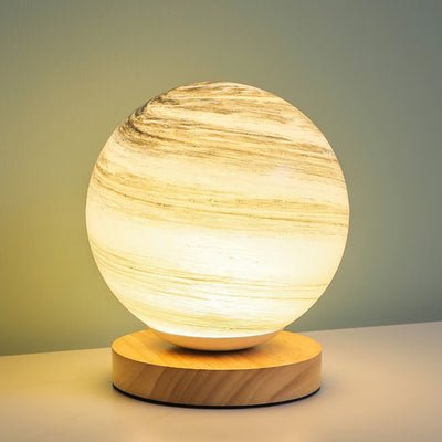 Lámpara de mesa LED de madera y vidrio contemporánea y creativa para sala de estar 