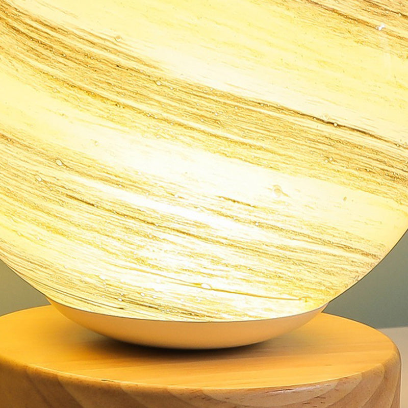 Lámpara de mesa LED de madera y vidrio contemporánea y creativa para sala de estar 