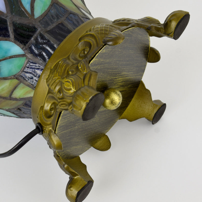 Traditionelle Tiffany-Kuppel Eisen-Glas 2-Licht Tischlampe für das Wohnzimmer 