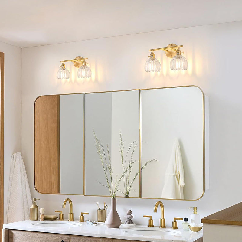 Zeitgenössische nordische ovale Kupfer-Glas-Wandleuchte mit 2 Lichtern für das Wohnzimmer 