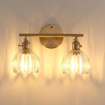 Zeitgenössische nordische ovale Kupfer-Glas-Wandleuchte mit 2 Lichtern für das Wohnzimmer 
