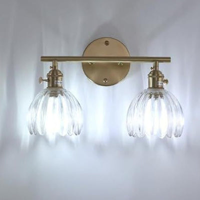 Zeitgenössische nordische ovale Kupfer-Glas-Wandleuchte mit 2 Lichtern für das Wohnzimmer 