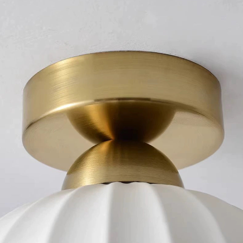 Moderne kreative runde Eisen-Keramik 1-Licht Semi-Flush-Montage Deckenleuchte für das Wohnzimmer 