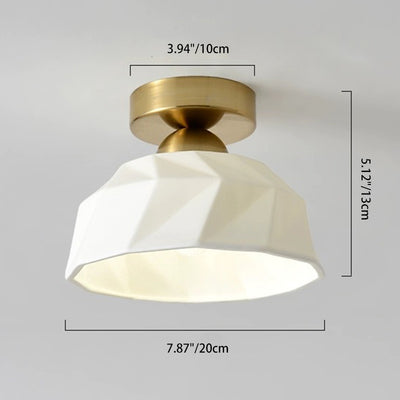 Moderne kreative runde Eisen-Keramik 1-Licht Semi-Flush-Montage Deckenleuchte für das Wohnzimmer 