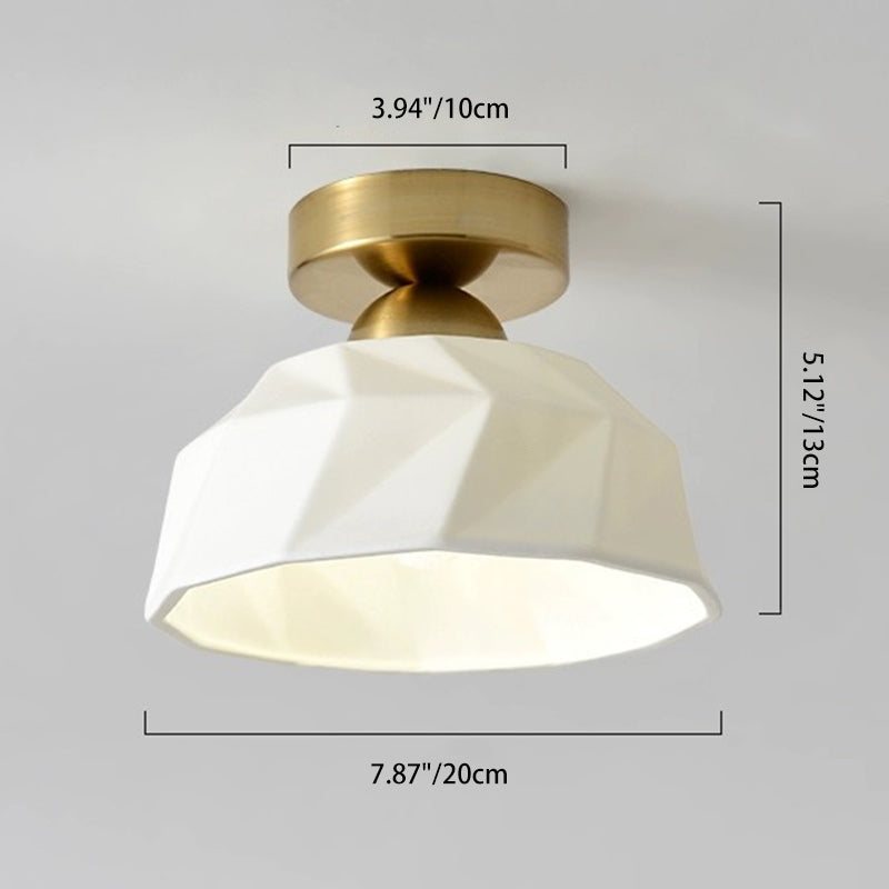 Moderne kreative runde Eisen-Keramik 1-Licht Semi-Flush-Montage Deckenleuchte für das Wohnzimmer 