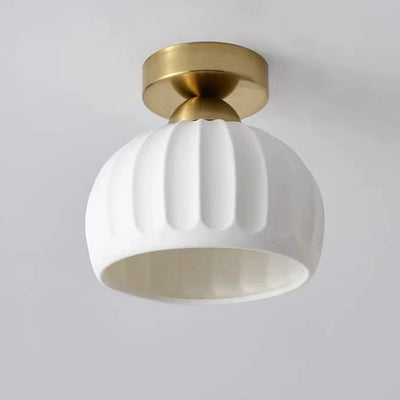 Moderne kreative runde Eisen-Keramik 1-Licht Semi-Flush-Montage Deckenleuchte für das Wohnzimmer 