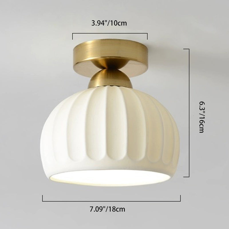 Moderne kreative runde Eisen-Keramik 1-Licht Semi-Flush-Montage Deckenleuchte für das Wohnzimmer 