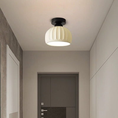 Moderne kreative runde Eisen-Keramik 1-Licht Semi-Flush-Montage Deckenleuchte für das Wohnzimmer 