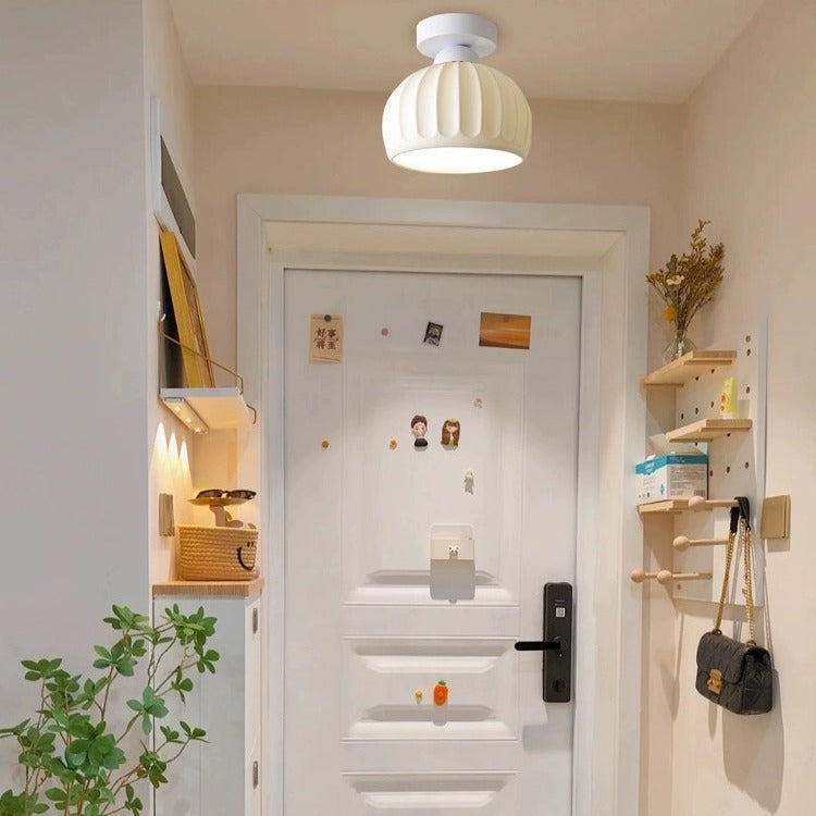 Moderne kreative runde Eisen-Keramik 1-Licht Semi-Flush-Montage Deckenleuchte für das Wohnzimmer 