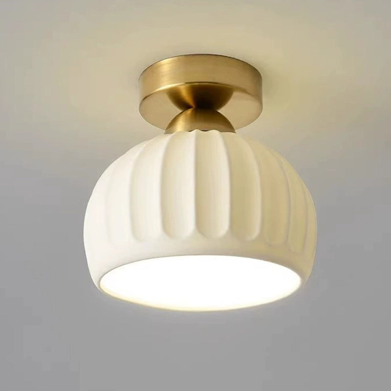 Moderne kreative runde Eisen-Keramik 1-Licht Semi-Flush-Montage Deckenleuchte für das Wohnzimmer 