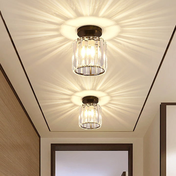 Moderner minimalistischer Zylinder Eisen Glas 1-Licht Semi-Flush Mount Deckenleuchte für Wohnzimmer 