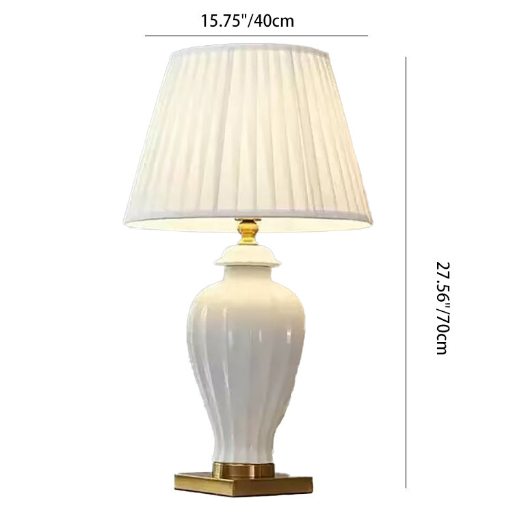Traditionelle Chinesische Trommel Keramik Stoff 1-Licht Tischlampe für Wohnzimmer 