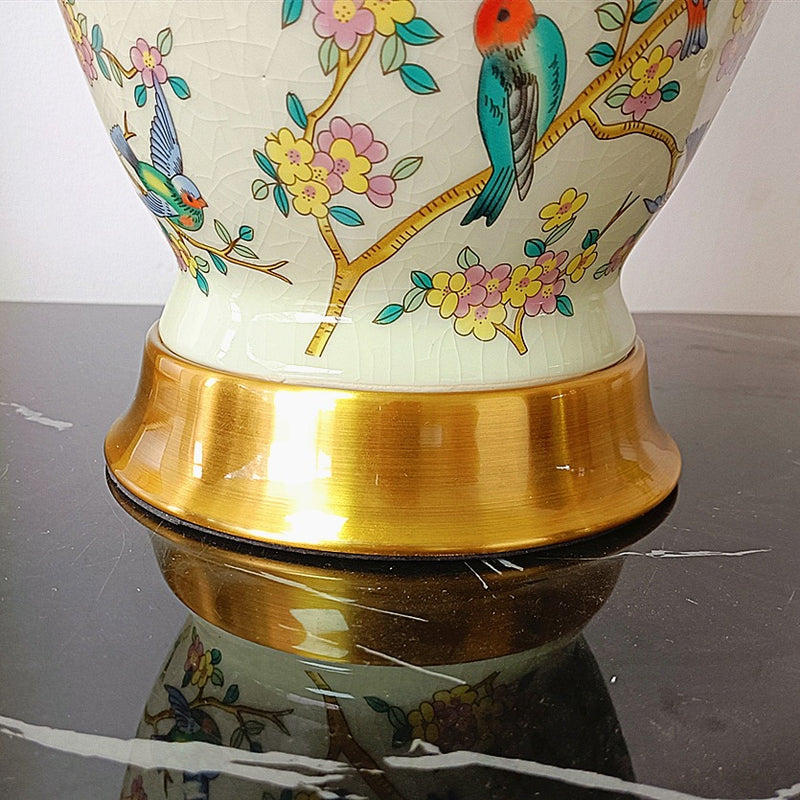 Traditionelle chinesische Trommel Keramik Stoff 1-Licht Tischlampe für das Schlafzimmer 