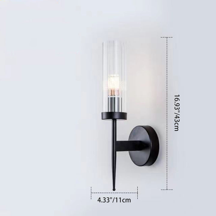 Moderne minimalistische Säulen-Eisen-Glas 1/2-Licht-Wandleuchte für Wohnzimmer 