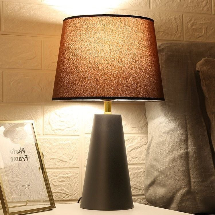 Contemporary Nordic Drum Iron Fabric 1-Light Table Lamp For Living Room