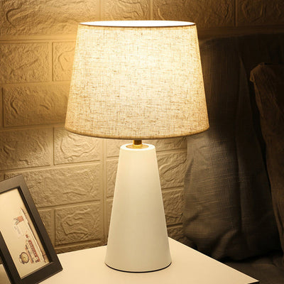 Contemporary Nordic Drum Iron Fabric 1-Light Table Lamp For Living Room