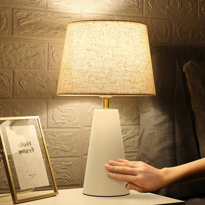 Contemporary Nordic Drum Iron Fabric 1-Light Table Lamp For Living Room