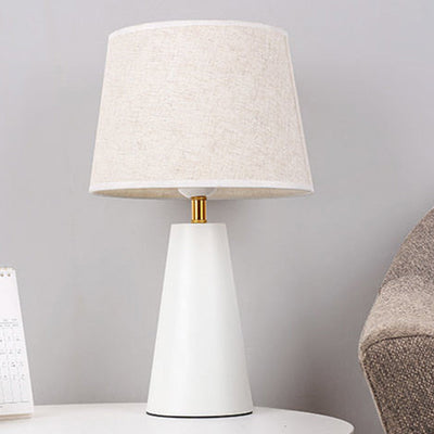 Contemporary Nordic Drum Iron Fabric 1-Light Table Lamp For Living Room