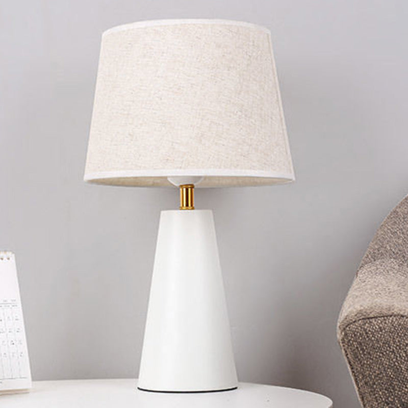 Contemporary Nordic Drum Iron Fabric 1-Light Table Lamp For Living Room