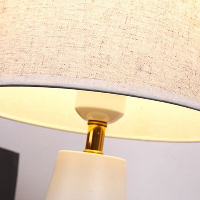 Contemporary Nordic Drum Iron Fabric 1-Light Table Lamp For Living Room