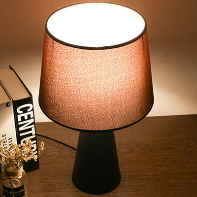 Contemporary Nordic Drum Iron Fabric 1-Light Table Lamp For Living Room