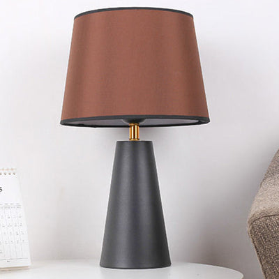 Contemporary Nordic Drum Iron Fabric 1-Light Table Lamp For Living Room